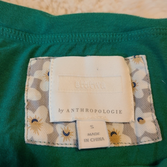 Ett:twa By Anthropologie off shoulder Boat Neck Green top - Picture 3 of 6